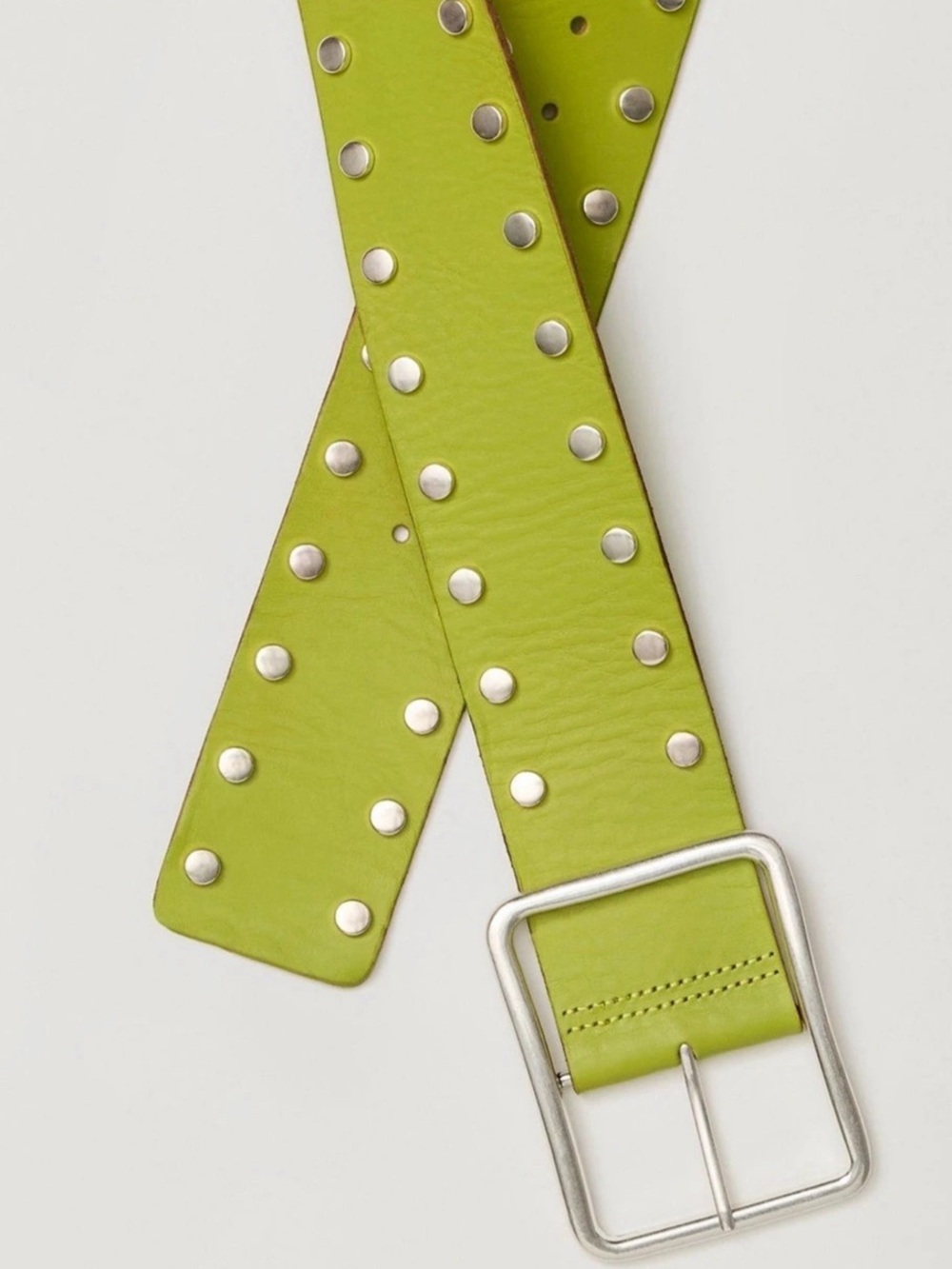 Free People Hex Hip Belt Studded Leather Lime Green